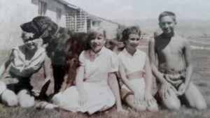 Rex the dog, Patty English, me, & Jim in Dugway, Utah